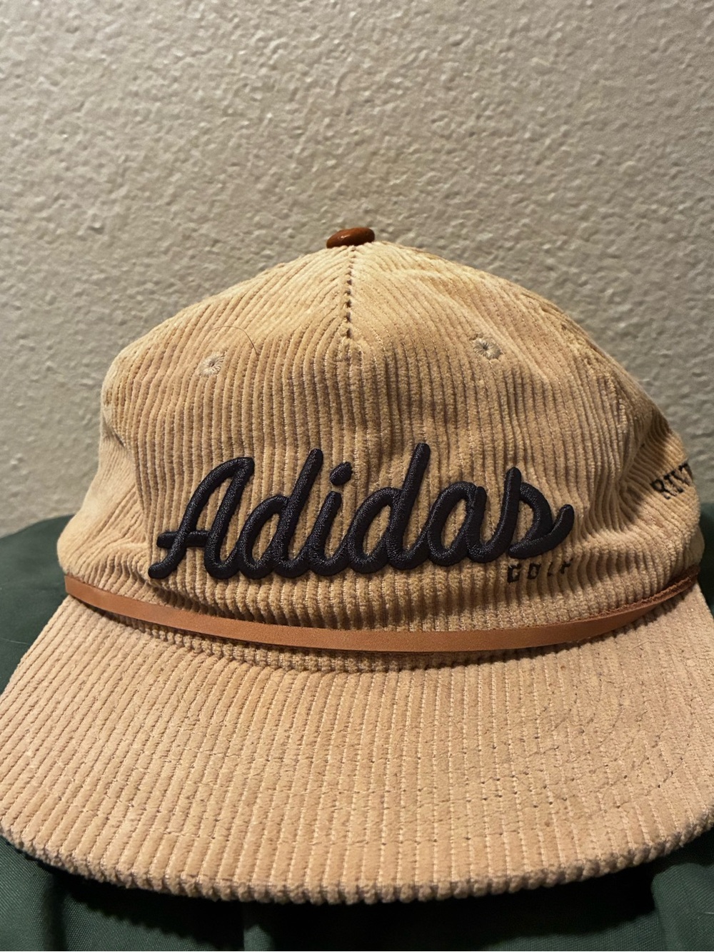 adidas Tan Corduroy Cap with black Script
